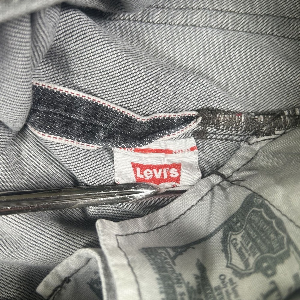 Levis 501XX‎ Selvedge Denim Skinny Jeans Distressed Hem Dark Grey Womens 29x22 - Picture 10 of 15